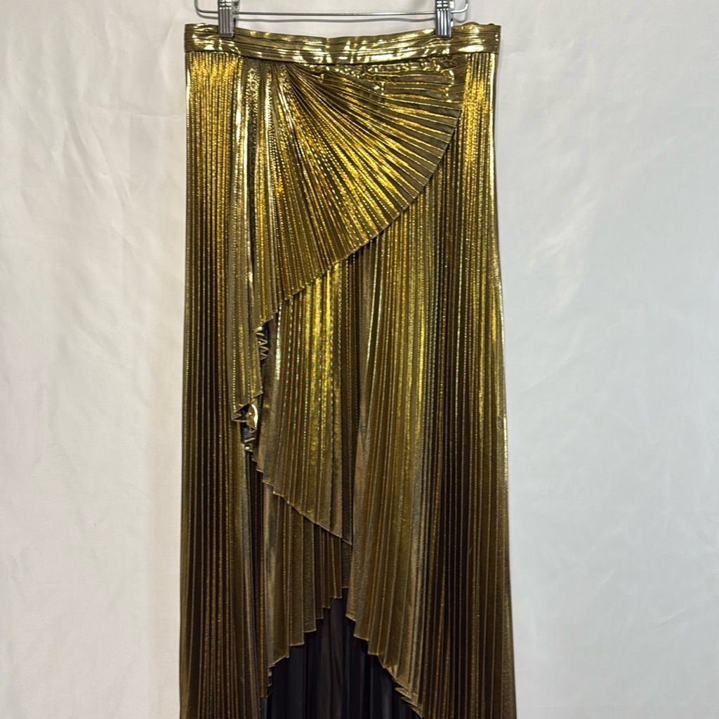 Semsem Lam Hi-Lo Skirt Gold Asymmetrical Maxi Wrap Skirt